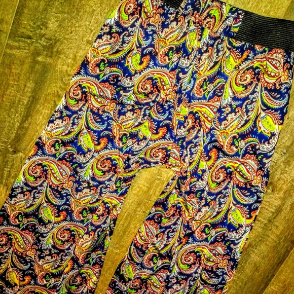 Pants One Size Full Leg Palazzo Paisley Print - Picture 5 of 10